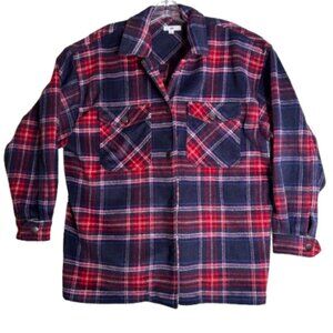 BP Plaid Shacket Womens Size S Red Wool Blend Button Jacket Shirt Coat #2764-1